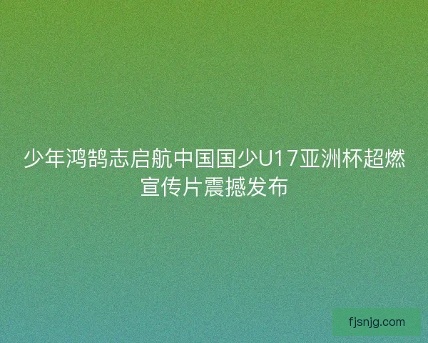 少年鸿鹄志启航中国国少U17亚洲杯超燃宣传片震撼发布